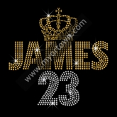 No.23 James with Golden Crown Iron on Rhinestone Transfer Decal   30pcs