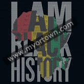 I AM Black History Iron on Rhinestone Transfer Decal   30pcs