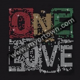 One Love Rasta Reggae Rhinestone iron on motif  30pcs