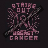 Strike Out Breast Cancer Custom Heat Press Rhinestone Transfer Iron On Crystal Motif  30pcs