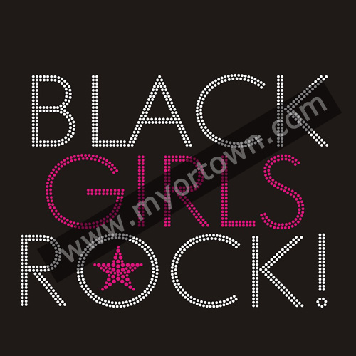 Custom Black Girl Rock Rhinestone Iron On Heat Transfer