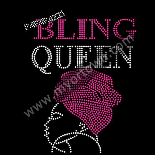 Bling Queen Afro girls rhinestone Transfer