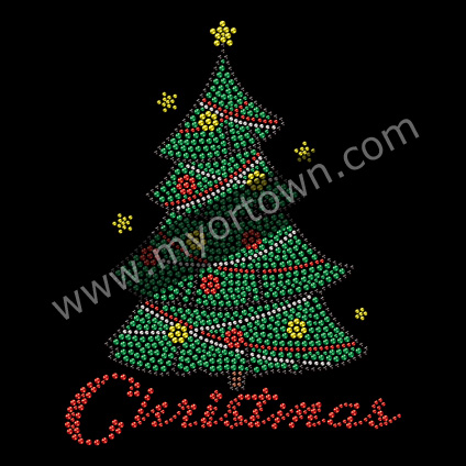Christmas Tree Rhinestone Heat Transfer