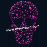 Hot Pink Skull Iron on neon sutd Transfer Decal   30pcs