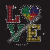 Love Autism puzzle rhinestone Heat Transfer  30pcs
