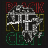 Black Rich Cent Rhinestone Transfer Design Heat Transfer  30pcs