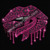 Breast Cancer Awareness Drip Lips Rhinestone Iron On Motif  30pcs