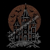 Full Moon Haunted House Hotfix Rhinestone Motif  30pcs